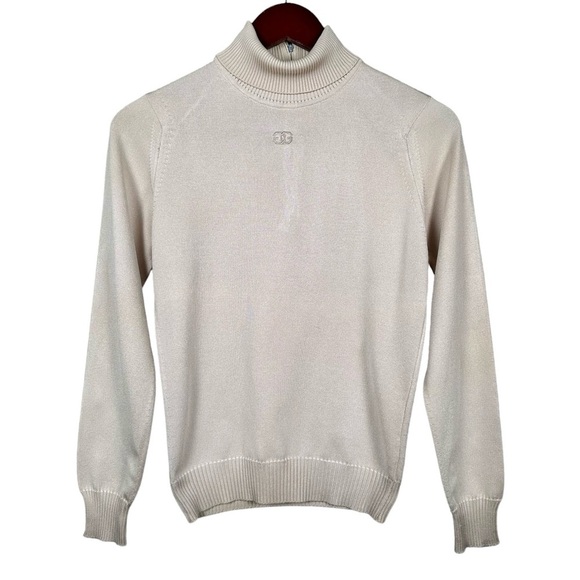 GIVENCHY SPORT Vintage Embroidered Logo 1/4 Zip Turtleneck Pullover - Picture 1 of 8